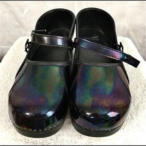 Dansko “Petrol Patent" Mary Jane Clogs. Size 40